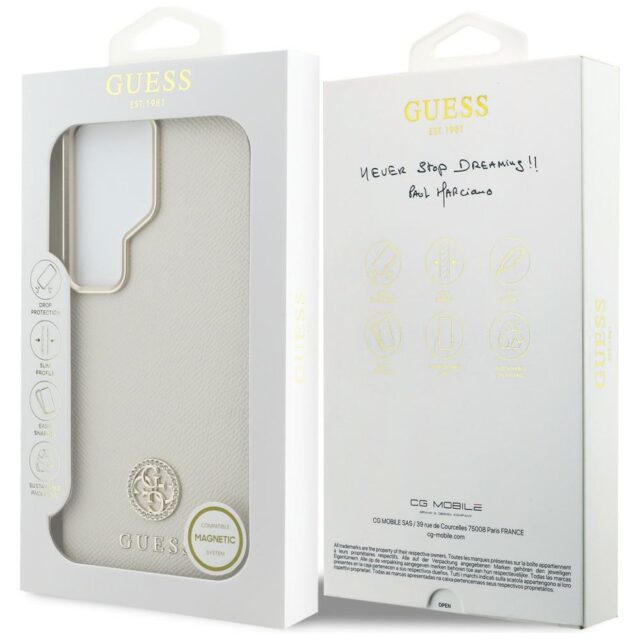 Case Guess Rhinestone Round Logo MagSafe for Samsung Galaxy S26 Ultra beige - imagine 8