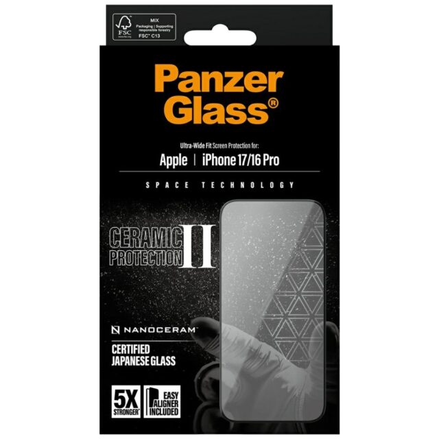 PanzerGlass Ceramic II Ultra-Wide Fit EasyAligner iPhone 17 / 16 Pro - imagine 5