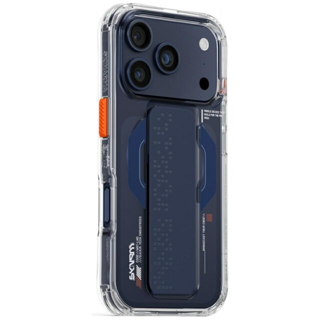 Case Skinarma Haxa for iPhone 17 Pro      Magnetic Charging + Grip Stand blue - imagine 2