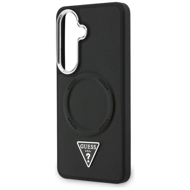 Case Guess Embossed Ring Triangle Logo   MagSafe for Samsung Galaxy S26 black - imagine 6