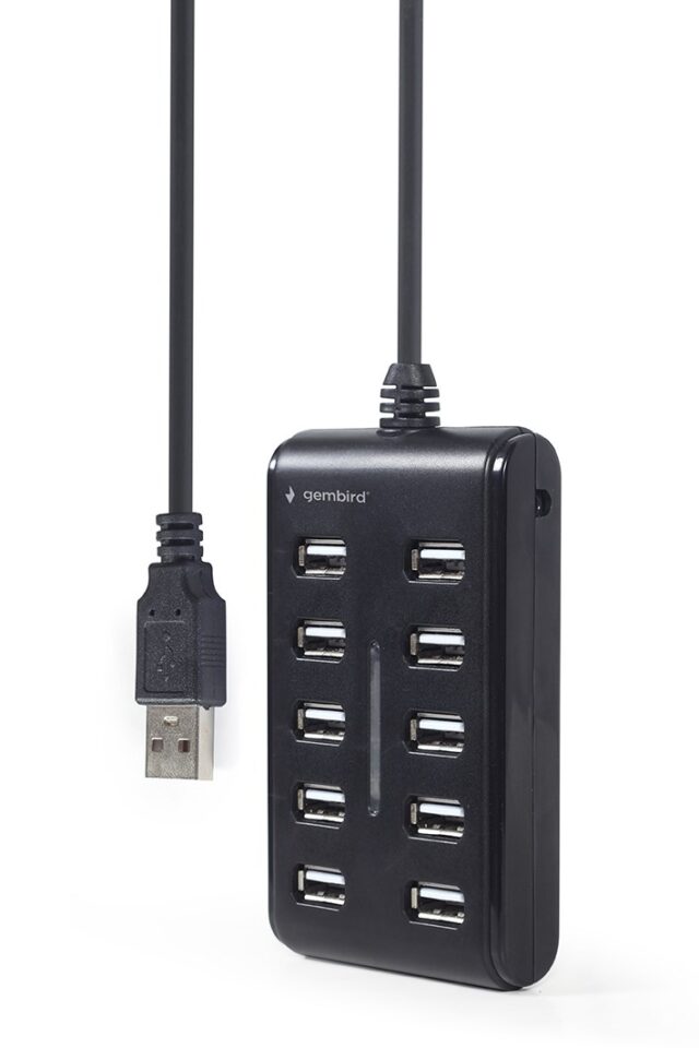 Gembird UHB-U2P10P-01 10-port USB 2.0 hub  black - imagine 4