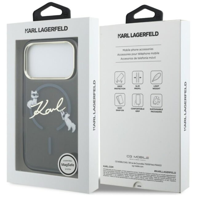 Case Karl Lagerfeld IML Choupettes Karl  Script Logo MagSafe for iPhone 17 Pro Max black - imagine 8