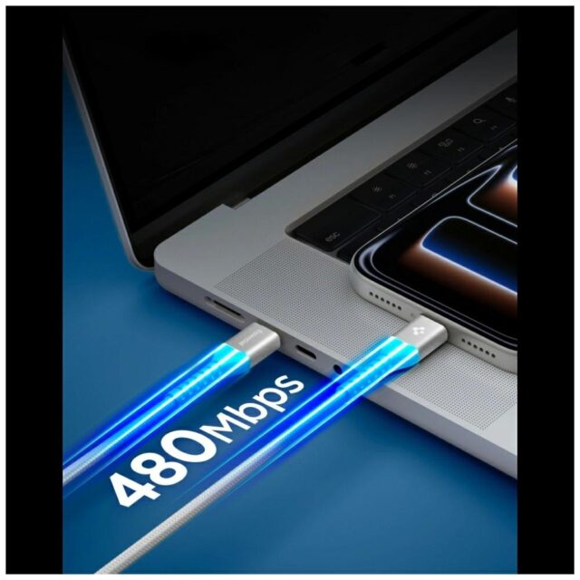 Cable Spigen EB10010CCA Essential USB-C 100W 1m white - imagine 3