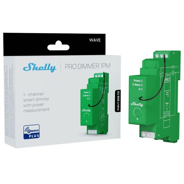 Shelly Wave Pro Dimmer 1PM - DIN rail mounted intelligent light dimmer - imagine 3