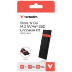 Verbatim M.2 NVMe USB 3.2 Gen 2 SSD Enclosure with USB A/USB C Cable Black 32261 - imagine 7