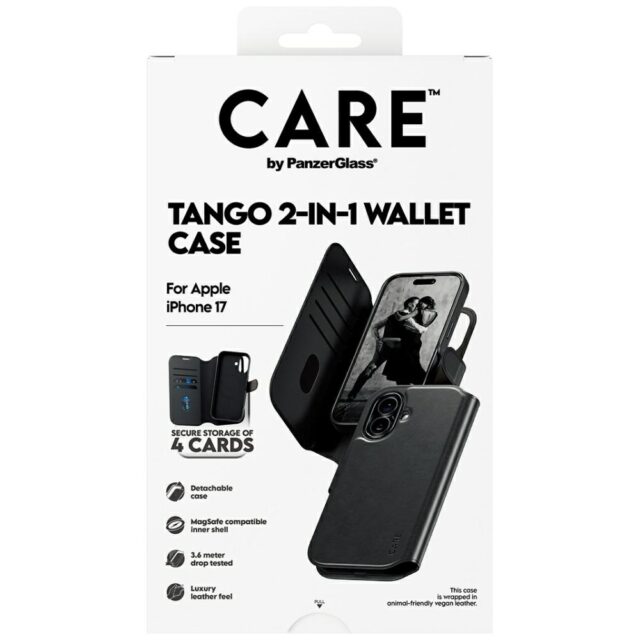 Case CARE by PanzerGlass Feature Tango 2w1 Wallet Case MagSafe for iPhone 17 black - imagine 5