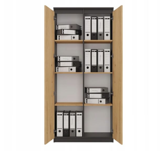 RS-80 HEMN OFFICE SHELVING UNIT  ANTHRACITE/ARTISAN OAK - imagine 2