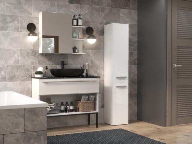 Bathroom cabinet NEL II 31x30x174 cm  white  glossy - imagine 6