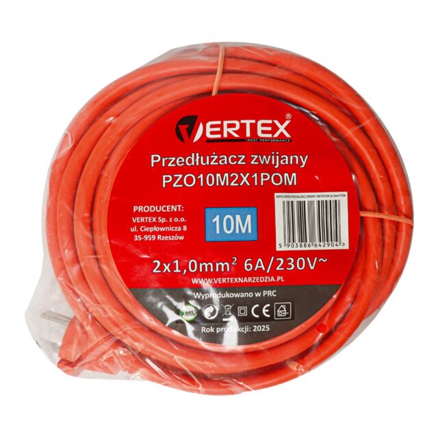 10 m retractable extension cord  PZO10M2x1.0 mm VERTEX - imagine 4