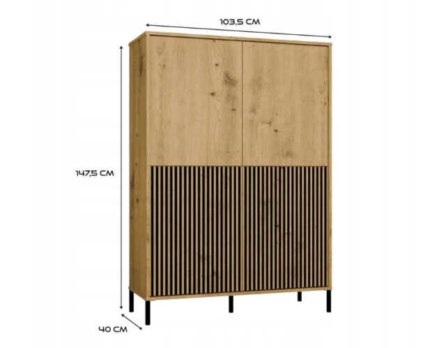 KAMARO 4DK SLIM/GŁ OAK ARTISAN DISPLAY CABINET - imagine 8