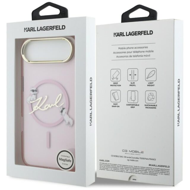 Case Karl Lagerfeld IML Choupettes Karl  Script Logo MagSafe for iPhone Air pink - imagine 8