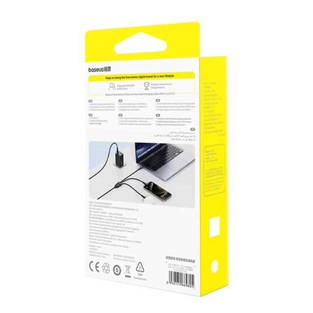 Baseus Flash Series Type C to C+C+C fast charging cable 480 Mbps Black - imagine 7