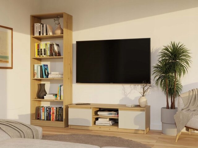 MALWA 120 TV cabinet  artisan oak/cashmere - imagine 10