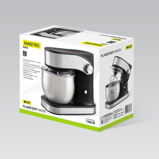 Feel-Maestro MR-557 Planetary mixer with 3 l bowl  1200 W Black - imagine 5