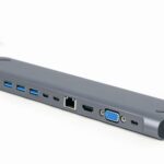 Gembird A-CM-COMBO9-01 USB Type-C 9-in-1 multi-port adapter (USB hub + HDMI + VGA + PD + card reader + LAN + 3.5 mm audio)  space grey