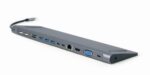 Gembird A-CM-COMBO9-01 USB Type-C 9-in-1 multi-port adapter (USB hub + HDMI + VGA + PD + card reader + LAN + 3.5 mm audio)  space grey