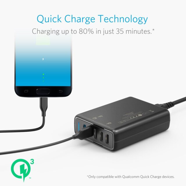 Anker PowerPort Speed 5  63W 5 Port USB Charger  Power Adapters with Quick Charge 3.0 - imagine 3