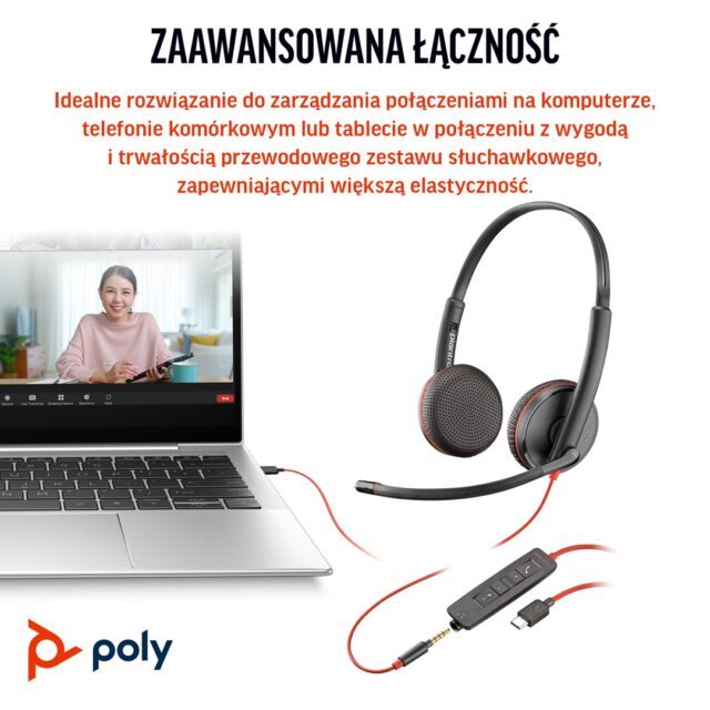 Poly Blackwire 3225 Stereo USB-C +USB-A +3 5mm - imagine 7