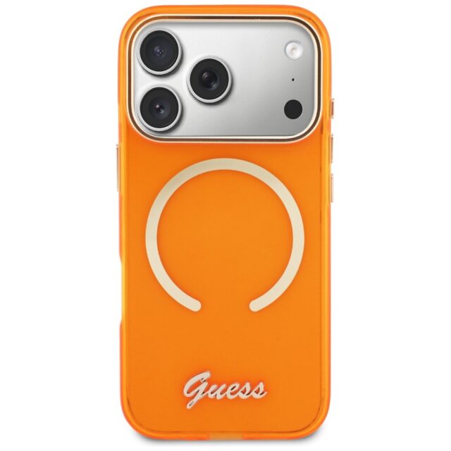 Case Guess IML Script Metal MagSafe for   iPhone 17 Pro orange - imagine 3