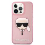 Karl Lagerfeld KLHCP13LKHTUGLP iPhone 13Pro / 13 6,1" pink hardcase Glitter Karl`s Head - imagine 3