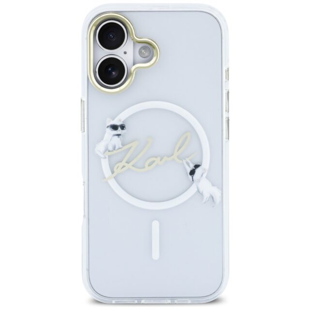 Case Karl Lagerfeld IML Choupettes Karl  Script Logo MagSafe for iPhone 17 transparent - imagine 3