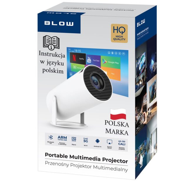 BLOW AndroidTV HD Cinema WHITE Portable Projector - imagine 3