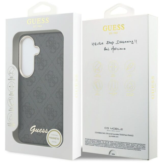 Guess PU 4G Script Metal Logo Magnetic Zadní Kryt pro Samsung Galaxy S26 Black - imagine 9