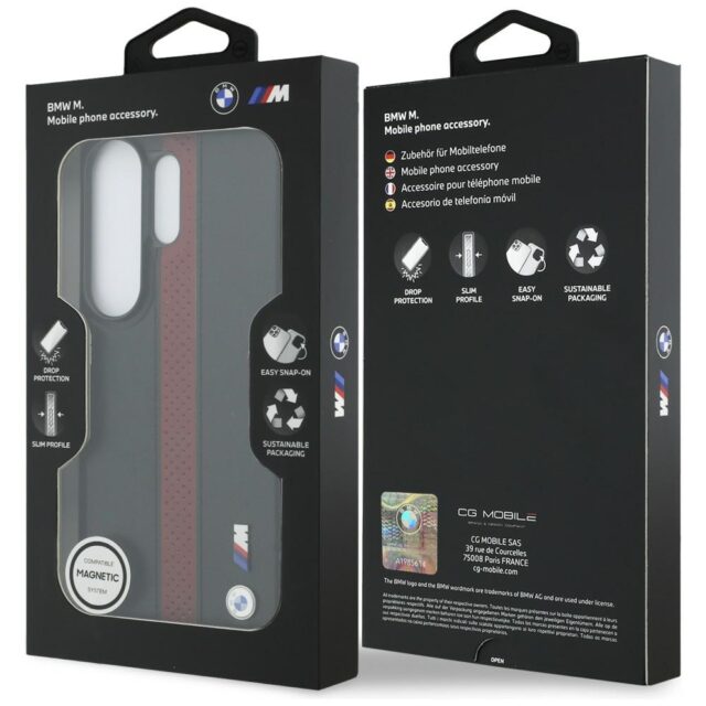 Case BMW Perforated Stripe Logo MagSafe  for Samsung Galaxy S26 Ultra red - imagine 8