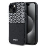 DKNY PU Leather Repeat Pattern Card Pocket Zadní Kryt pro iPhone 14 Black