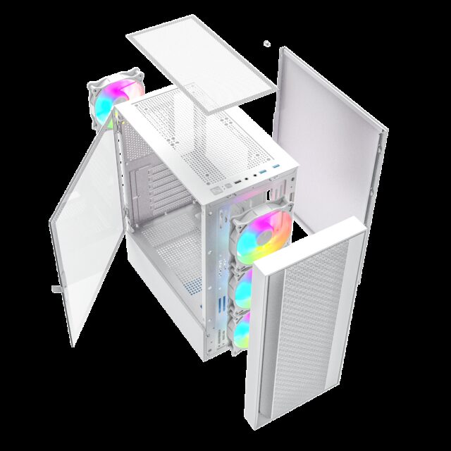 Gembird Fornax 4000W ARGB gaming ATX computer case  Midi Tower  backlight  White - imagine 10