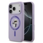 Karl Lagerfeld Liquid Silicone Karl and Choupette MagSafe Zadní Kryt pro iPhone 17 Pro Purple