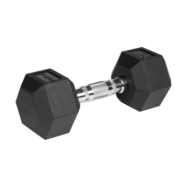 REBEL ACTIVE Rubber-coated cast iron dumbbells 2x9 kg - imagine 3
