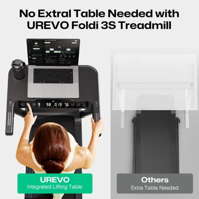 Treadmill with built-in work and exercise desk UREVO Foldi 3S - imagine 9