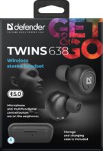 Defender Twins 638 Headset Wireless In-ear Calls/Music Bluetooth Black - imagine 10