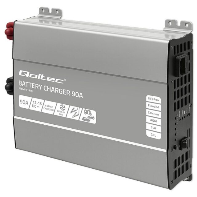 Qoltec Smart Professional Monolith Battery Charger for LiFePO4 AGM GEL SLA batteries | 90A | 12V | Fast charging - imagine 5