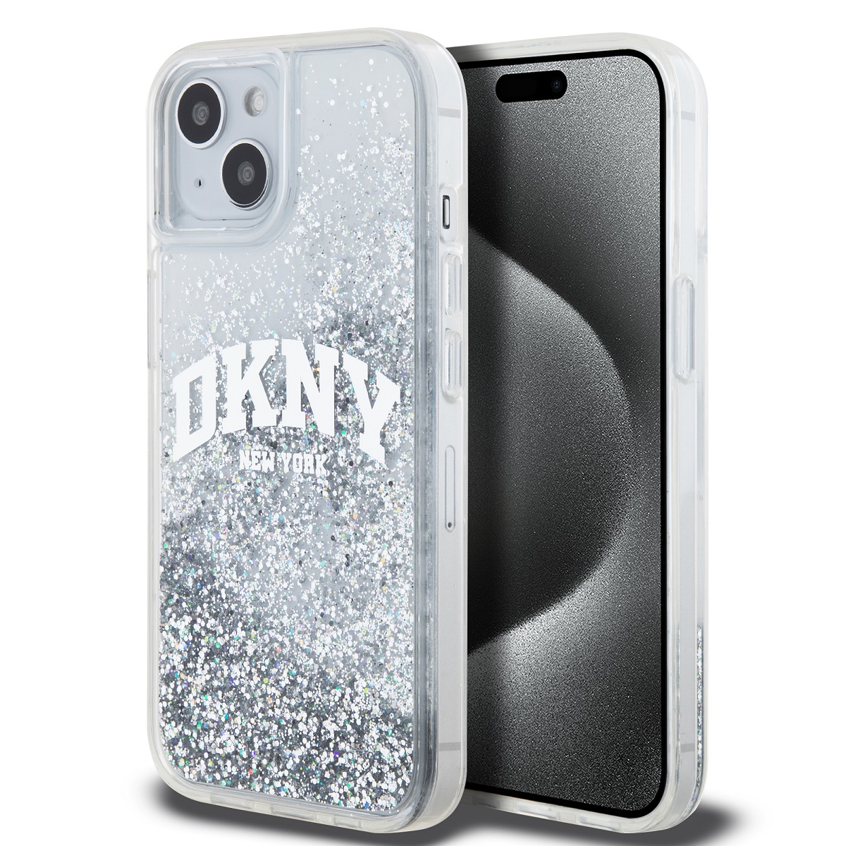cps-343e0eb1c1ed1005743997e0f9c30c05-2026-03-27-13-29-26 DKNY Liquid Glitter Arch Logo Zadní Kryt pro iPhone 14 Transparent - imagine 1