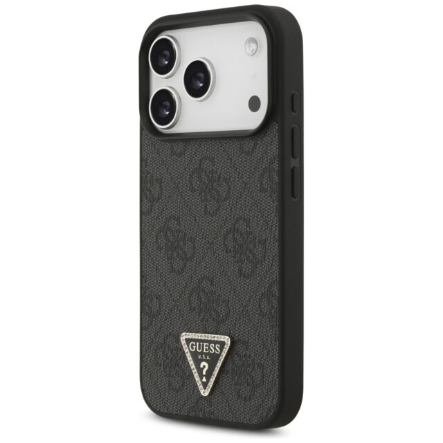 Guess Leather 4G Triangle Strass MagSafe case for iPhone 17 Pro black - imagine 2