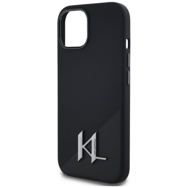 Case Karl Lagerfeld Silicone Shadow Metal Initial MagSafe for iPhone 15 black - imagine 6