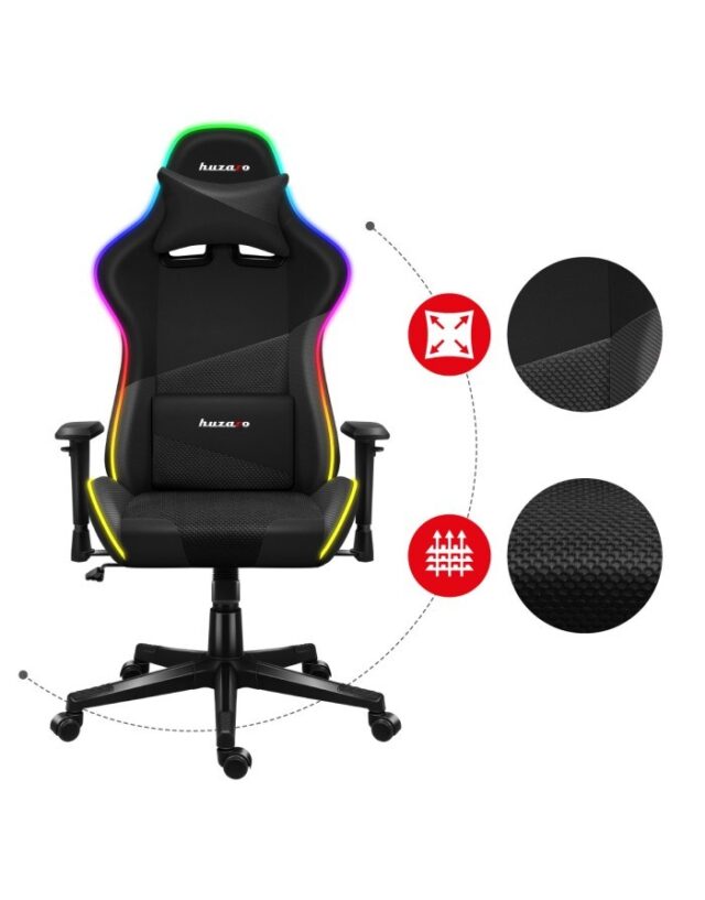 Huzaro Force 6.2 RGB PC gaming chair Bucket (cradle) seat Black - imagine 9