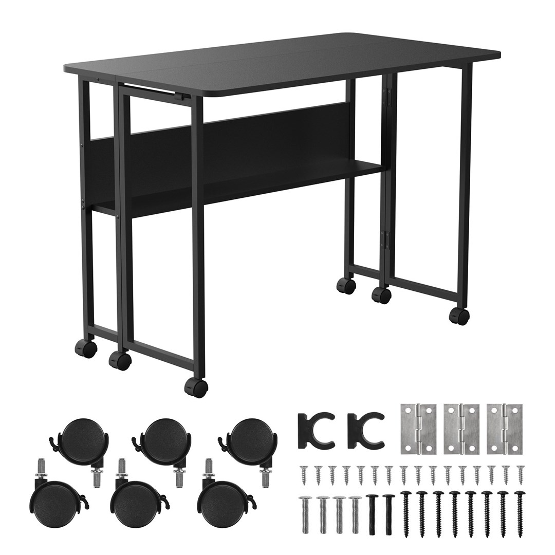 cps-36ec7a513114e2553389a9fac38c3043-2026-03-26-16-41-41 Folding desk table Maclean black mobile 100x58cm max. 50kg MC-126 B - imagine 1
