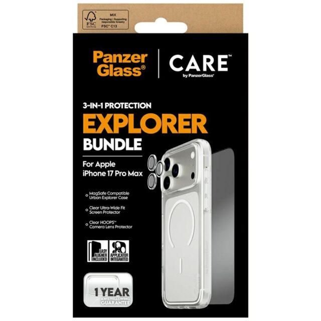CARE by PanzerGlass Flagship Explorer 3in1 Case + Glass + Lens Protection Kit for iPhone 17 Pro Max - imagine 5