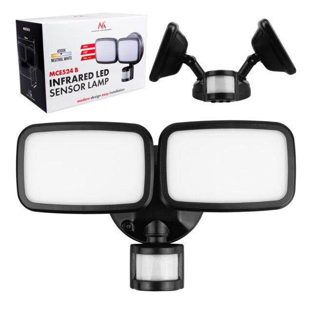 Maclean LED wall lamp  with PIR sensor  20W  1500lm  IP65  neutral white 4000K  black  MCE524 B - imagine 4