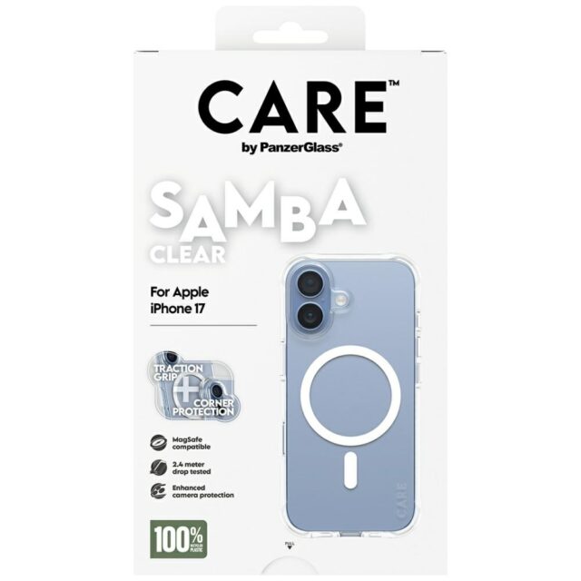 Case CARE by PanzerGlass Fashionable Samba w. White MagSafe for iPhone 17 transparent - imagine 5