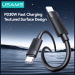 Cable USAMS U94 30W USB-C to Lightning 1m black - imagine 2
