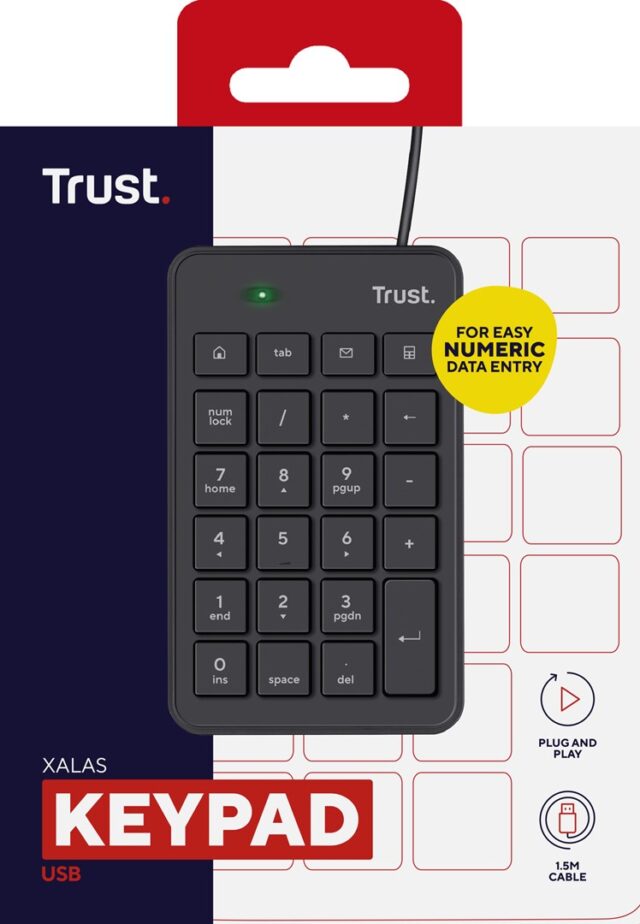 Trust 22221 numeric keypad Laptop/PC USB Black - imagine 3