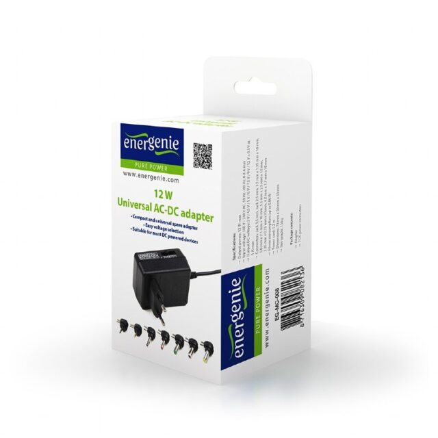 EnerGenie EG-MC-008 Universal AC-DC adapter  12 W  Black - imagine 5