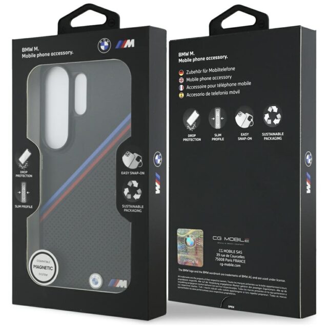 Case BMW Tricolor Metal Logo MagSafe for  Samsung Galaxy S26 Ultra black - imagine 8