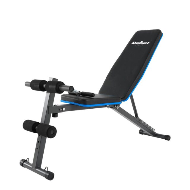 REBEL ACTIVE Inclined training bench with leg locks and elastic bands - imagine 3