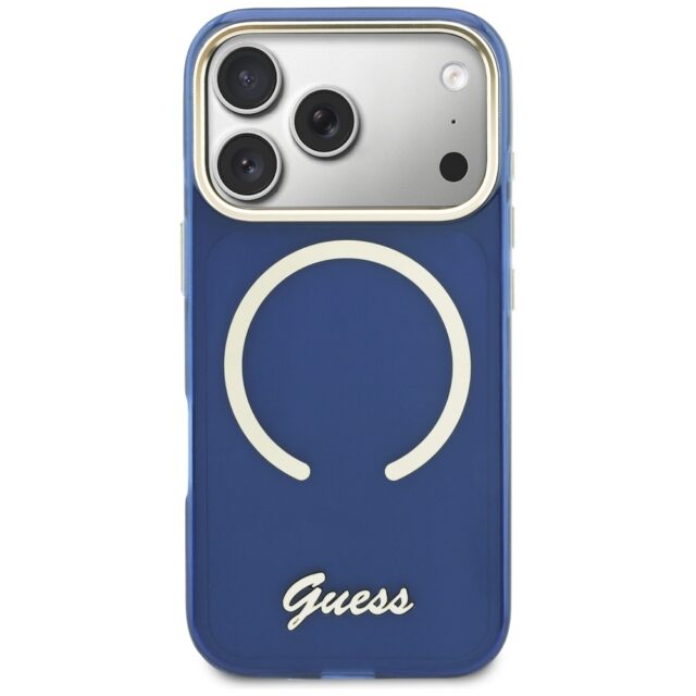 Case Guess IML Script Metal MagSafe for   iPhone 17 Pro blue - imagine 3
