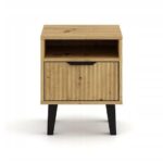 SCANDI 1S SLIM OAK ARTISAN BEDSIDE TABLE